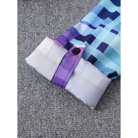 Colorful Plaid Print Shirt, Casual Long Sleeve Button Front Shirt With A Collar, Women's Clothing