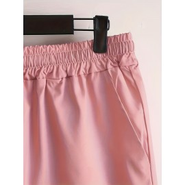 Casual Two-Piece Set, Men's Geometric Print Short Sleeve Shirt & Drawstring Shorts Matching Set For Summer