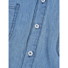 Men's Casual Button Up Long Sleeve Denim Shirt With Chest Pockets, Men's Clothes For Spring Summer Autumn, Tops For Men